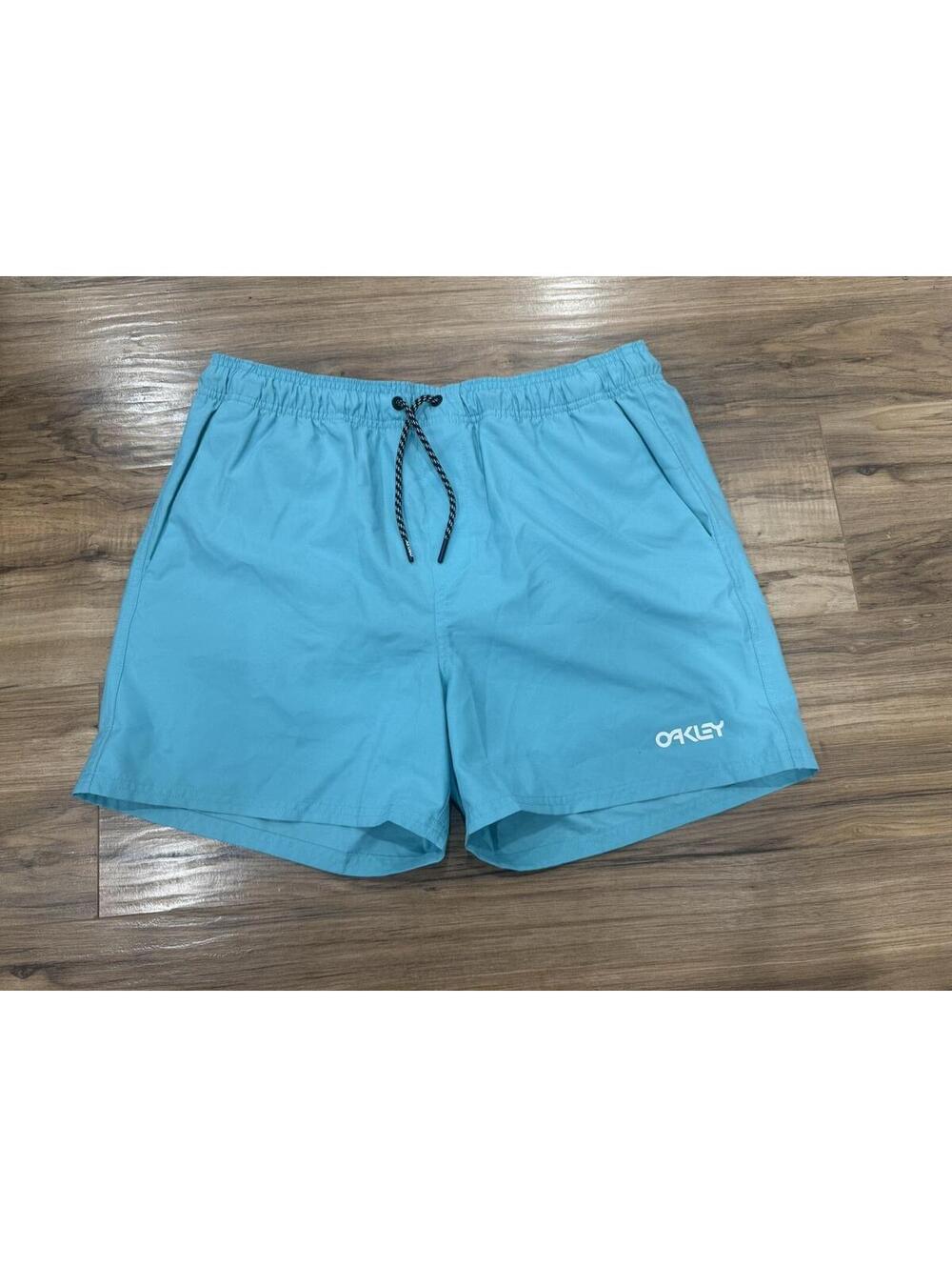 Oakley Hydrolix Swim Trunks Men Medium Blue Aqua Lined Drawstring Swim Shorts